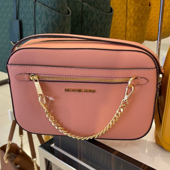 Michael Kors Jet Set Item Large East West Zip Chain Sunset Rose Crossbody Bag - Picture 2 of 12